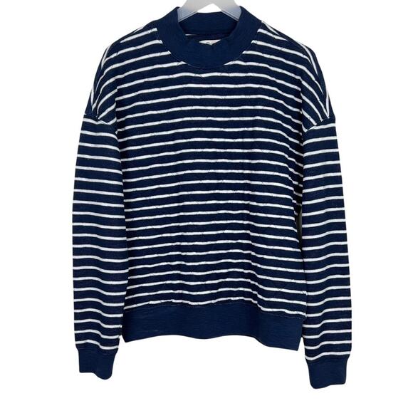 Madewell Quilted Mockneck Striped Sweatshirt Size Small - Picture 4 of 10